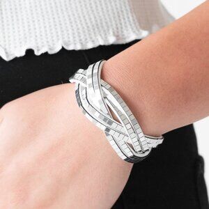 Paparazzi Jewelry Accessories - Looking For Trouble - White Bracelet - Vintage